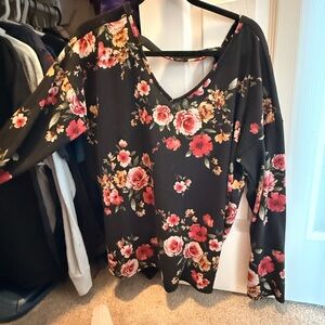 Floral V-Neck Women's Top